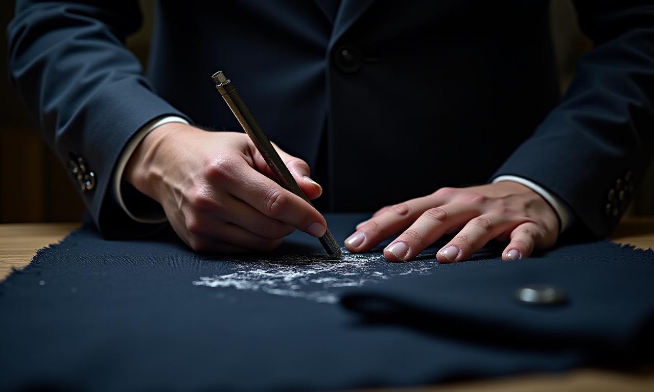 Sastre artesano trabajando en un traje a medida en Madrid